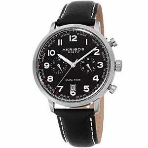 腕時計 アクリボスXXIV メンズ Akribos XXIV Men’s Leather Watch ? Multifunction Dual Time Chronog