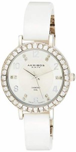 腕時計 アクリボスXXIV レディース Akribos XXIV Women's White Ceramic Bangle Watch with Crystal Stu