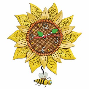 壁掛け時計 振り子時計 インテリア Allen Designs Bee Sunny Sunflower Wall Clock with Bee Pendulum