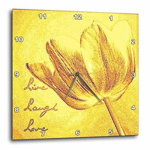 壁掛け時計 インテリア 海外モデル 3dRose DPP_43950_1 Yellow Tulip Sketch-Flowers-Inspirational W