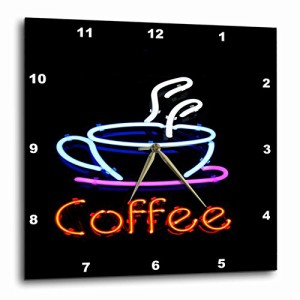 壁掛け時計 インテリア 海外モデル 3dRose Image of Neon Sign with Word Coffee and Coffee Cup - Wa