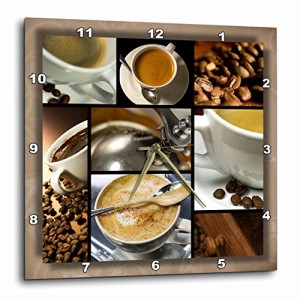 壁掛け時計 インテリア 海外モデル 3dRose Coffee Themed Collage - Wall Clock, 13 by 13-Inch (DPP_