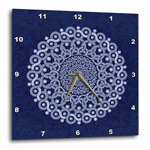 壁掛け時計 インテリア 海外モデル 3dRose dpp_32170_1 Muted Blue Fantasy Mandala on Navy Blue Mut