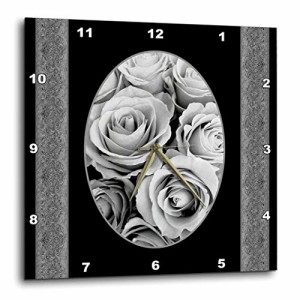 壁掛け時計 インテリア 海外モデル 3dRose DPP_29882_1 Silver Gray Roses in Oval Frame Surrounded 