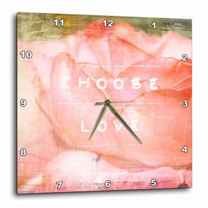 壁掛け時計 インテリア 海外モデル 3dRose Choose Love Peach Rose - Wall Clock, 10 by 10-Inch (DPP