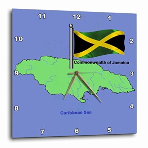 壁掛け時計 インテリア 海外モデル 3dRose dpp_49044_2 Flag and Map of The Commonwealth of Jamaica