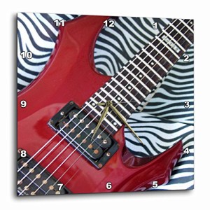 壁掛け時計 インテリア 海外モデル 3dRose dpp_43774_2 Close Up Red Guitar on Zebra Fur-Wall Clock