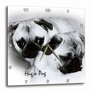 壁掛け時計 インテリア 海外モデル 3dRose Hug a Pug Puppies Wall Clock, 10 by 10-Inch