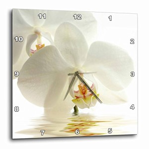 壁掛け時計 インテリア 海外モデル 3D Rose White Orchid Flower in Water Reflection Wall Clock, 10