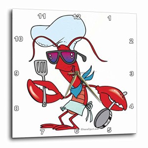 壁掛け時計 インテリア 海外モデル 3dRose Funny Cute Lobster Cook Chef - Wall Clock, 13 by 13-Inc