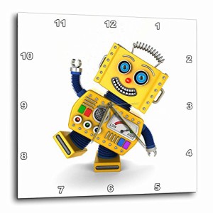 壁掛け時計 インテリア 海外モデル 3dRose Yellow Toy Robot Goofing Around - Wall Clock, 13 by 13-