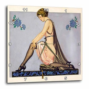 壁掛け時計 インテリア 海外モデル 3dRose DPP_49320_3 Art Deco Hoisery Ad Wall Clock, 15 x 15