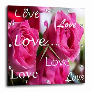 壁掛け時計 インテリア 海外モデル 3dRose DPP_6904_1 Wall Clock, Three Pink Roses with Love, 10 b