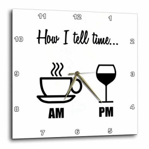 壁掛け時計 インテリア 海外モデル 3dRose 3D Rose How I Tell TIME… Coffee Cup AM, Wine Glass PM