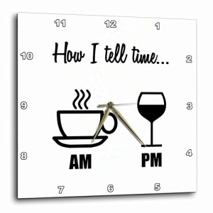 壁掛け時計 インテリア 海外モデル 3dRose How I Tell Time. Coffee Cup Am, Wine Glass PM - Wall Cl