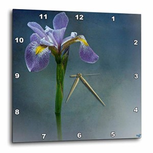 壁掛け時計 インテリア 海外モデル 3dRose Iris Mist Blue Floral Flower - Wall Clock, 10 by 10-Inc