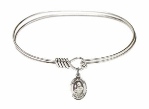 Bonyak Jewelry ブレスレット ジュエリー 7 inch Oval Eye Hook Bangle Bracelet w/St. Clare of Assisi i