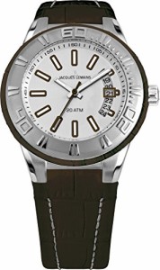 腕時計 ジャックルマン オーストリア Jacques Lemans Men's Miami 50mm Silver andBrown Dial Leathe