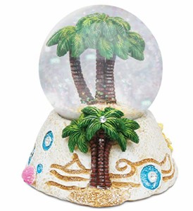 スノーグローブ 雪 置物 COTA Global Palm Tree Stone Snow Globe - Sparkly Water Globe Figurine with Sp