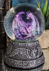 スノーグローブ 雪 置物 Ebros Gift Mythical Purple Midnight Dragon Water Globe Figurine with Glitters