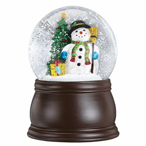 スノーグローブ 雪 置物 Old World Christmas Gleeful Snowman Snow Globe with Blower Wood Finish Standa