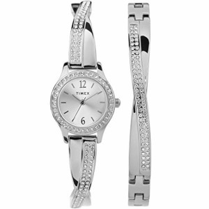 腕時計 タイメックス レディース Timex Women's Dress Crystal 23mm Watch & Bracelet Gift Set ? Si