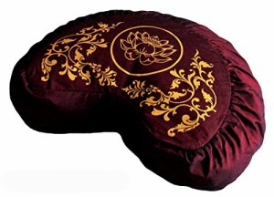 ヨガ フィットネス Boon Decor Meditation Cushion Crescent Zafu - Lotus Enlightenment - Burgundy