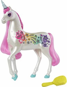 バービー バービー人形 Barbie Dreamtopia Unicorn Toy, Brush 'n Sparkle Pink and White Unicorn with 4 