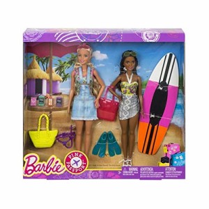 バービー バービー人形 Barbie Pink Passport 2 Pack Camping Adventure Dolls Gift Set, Brown