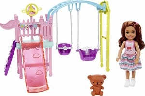 バービー バービー人形 Barbie Club Chelsea Doll and Swing Set Playset with 2 Swings and Slide, Plus T