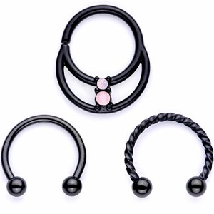 ボディキャンディー ボディピアス アメリカ Body Candy 3PC 16G Black 316L Steel Septum Jewelry