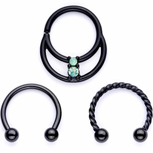 ボディキャンディー ボディピアス アメリカ Body Candy 3PC 16G Black 316L Steel Septum Jewelry