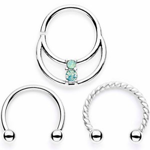 ボディキャンディー ボディピアス アメリカ Body Candy 3PC 16G 316L Steel Septum Jewelry Horse