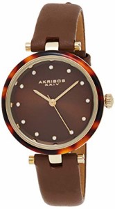 腕時計 アクリボスXXIV レディース Akribos Swarovski Crystal Markers Watch, Tortoise Shell Bezel, S