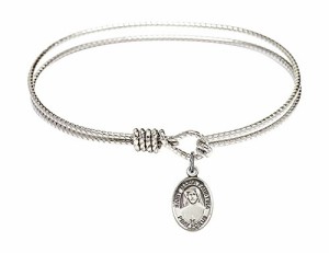 Bonyak Jewelry ブレスレット ジュエリー 6 1/4 inch Oval Eye Hook Bangle Bracelet w/St. Maria Faustin