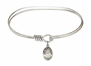 Bonyak Jewelry ブレスレット ジュエリー 7 inch Oval Eye Hook Bangle Bracelet w/St. Maria Faustina in