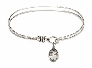 Bonyak Jewelry ブレスレット ジュエリー 7 1/4 inch Oval Eye Hook Bangle Bracelet w/St. Maria Faustin