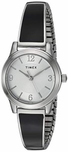 腕時計 タイメックス レディース Timex Women's TW2R98300 Stretch Bangle 25mm White/Silver-Tone Sta