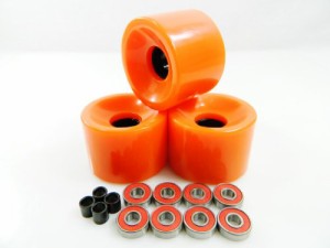 ベアリング スケボー スケートボード 60mm Skateboard Wheels + ABEC 7 Bearings Spacers (Orange)