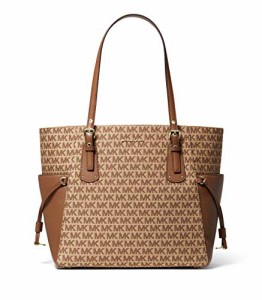 マイケルコース アメリカ 直輸入 Michael Kors Voyager Logo Jacquard Tote Bag , Beige Ebony