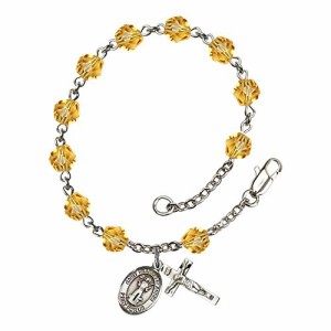 Bonyak Jewelry ブレスレット ジュエリー St. Francis of Assisi Silver Plate Rosary Bracelet 6mm Novem