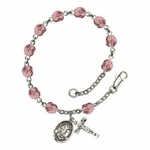 Bonyak Jewelry ブレスレット ジュエリー St. Catherine of Bologna Silver Plate Rosary Bracelet 6mm Ju