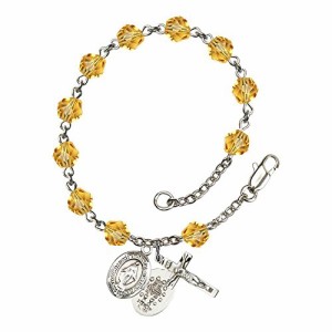 Bonyak Jewelry ブレスレット ジュエリー Miraculous Silver Plate Rosary Bracelet 6mm November Yellow 