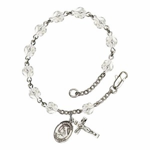 Bonyak Jewelry ブレスレット ジュエリー St. Rose of Lima Silver Plate Rosary Bracelet 6mm April Crys