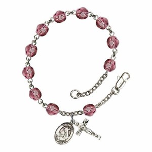 Bonyak Jewelry ブレスレット ジュエリー St. Rose of Lima Silver Plate Rosary Bracelet 6mm February P