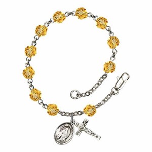 Bonyak Jewelry ブレスレット ジュエリー St. Veronica Silver Plate Rosary Bracelet 6mm November Yello