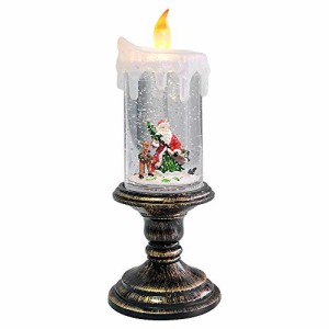スノーグローブ 雪 置物 Eldnacele Battery Operated Lighted Flameless Candles Christmas Snow Globe Can