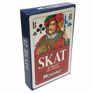 海外カードゲーム 英語 アメリカ Modiano Skat Deck 32 Playing Cards Triplex Paper Blue Blu German 