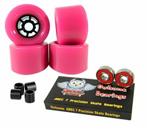 ウィール タイヤ スケボー Owlsome 83mm Wheels Longboard Flywheels ABEC 7 Precision Bearings (Pink)