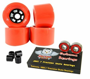 ウィール タイヤ スケボー Owlsome 83mm Wheels Longboard Flywheels ABEC 7 Precision Bearings (Red)